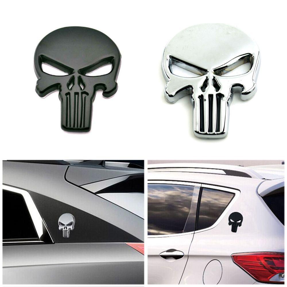 Populer Stiker Mobil 3D Keren Emblem Skeleton Devil Tengkorak