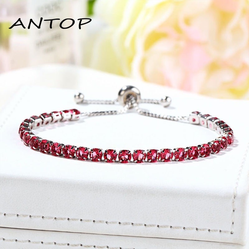 Fashion Serut Gelang Berlian Imitasi Lingkaran Wanita Tangan Rantai Gelang Aksesoris ANTOP