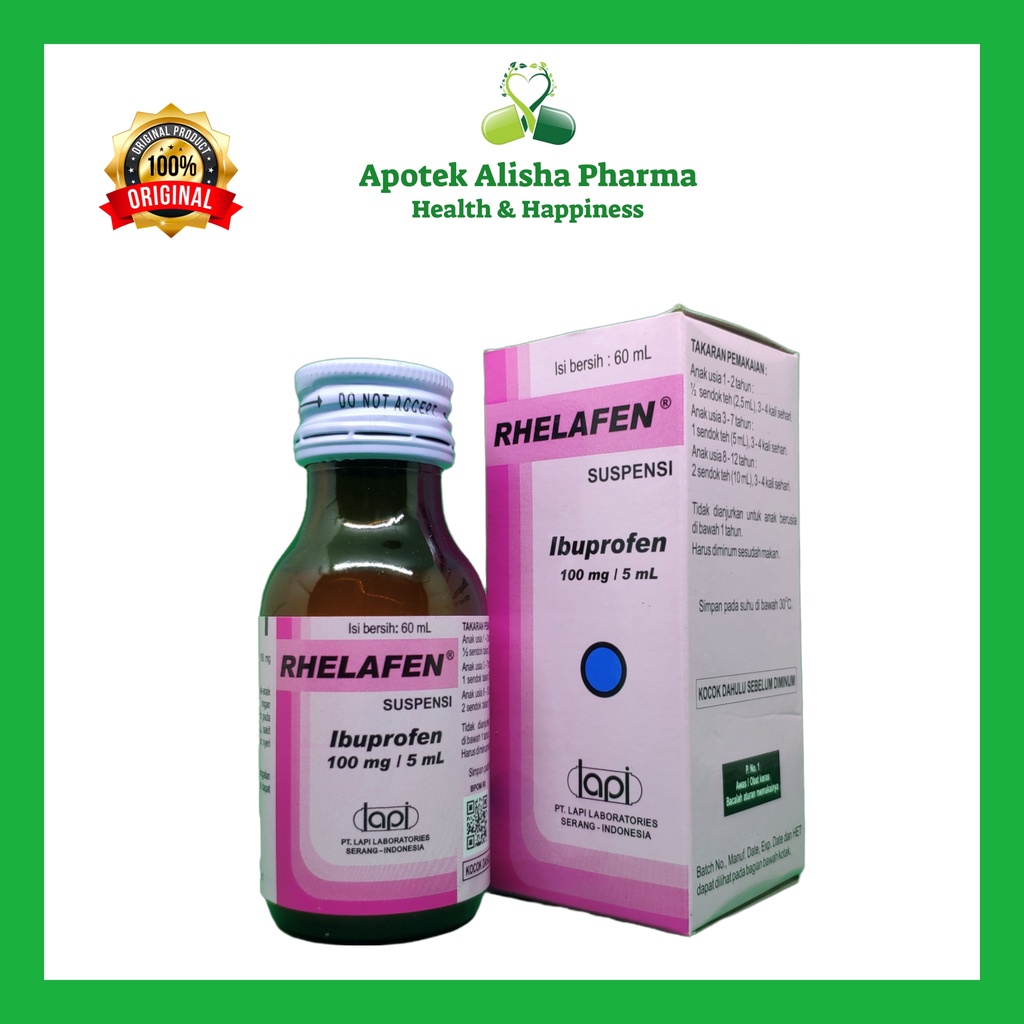 RHELAFEN SIRUP/RHELAFEN FORTE SYRUP 60ml-Rhelafen Sirup/Rhelafen Forte Syrup Obat Penurun Panas/Demam/Pereda Nyeri/Sakit Gigi Anak/Rhelafen Ibuprofen Sirup/Relafen Sirup