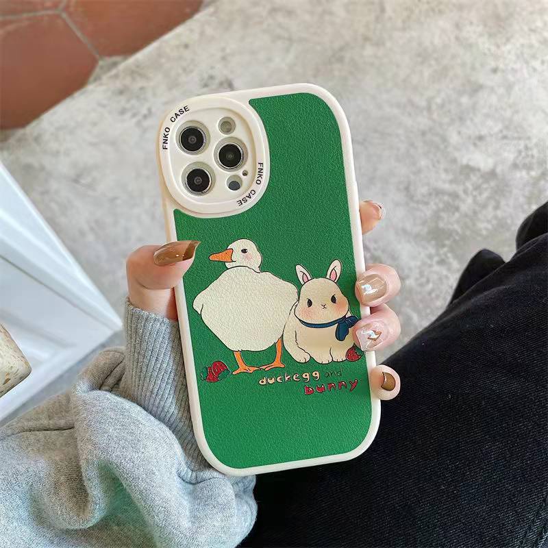 Soft Case TPU Motif Kartun Bebek Hijau 13 13pro 13prm Untuk iPhone 11 7Plus 8Plus Xr XS Max se 13 12pro