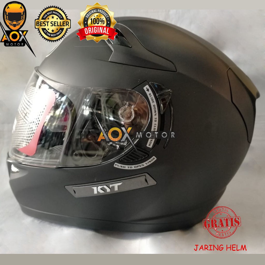 Helm KYT K2 Rider Hitam Doft Solid/Polos Fullface (Ongkir 2 kg), GRATIS Jaring Helm