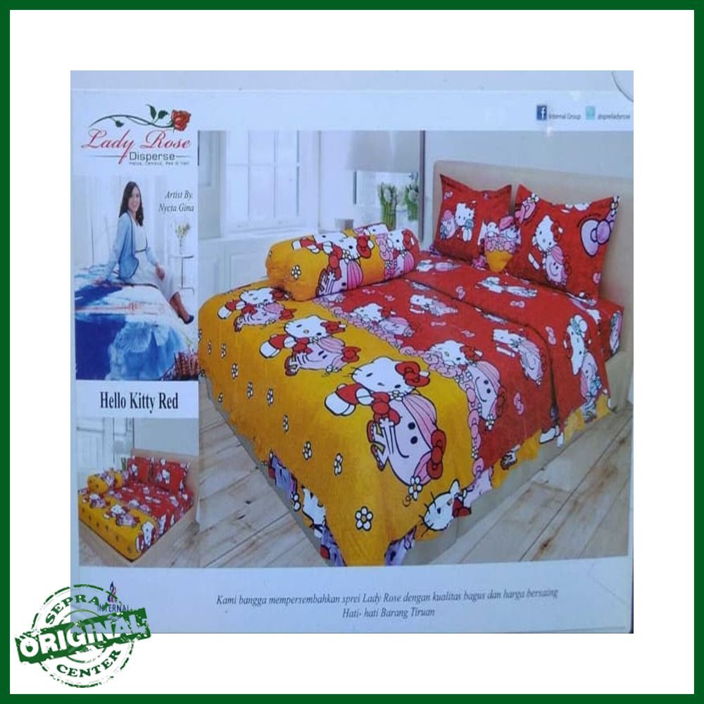 SEPREI LADY ROSE / SPREI LADY ROSE HELLO KITTY RED No.1 KING 180 SEPRAI HK PITA MERAH