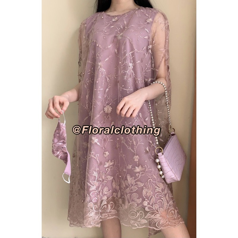 LKJ1920 RESTOCK dress kondangan full brokat mewah F60
