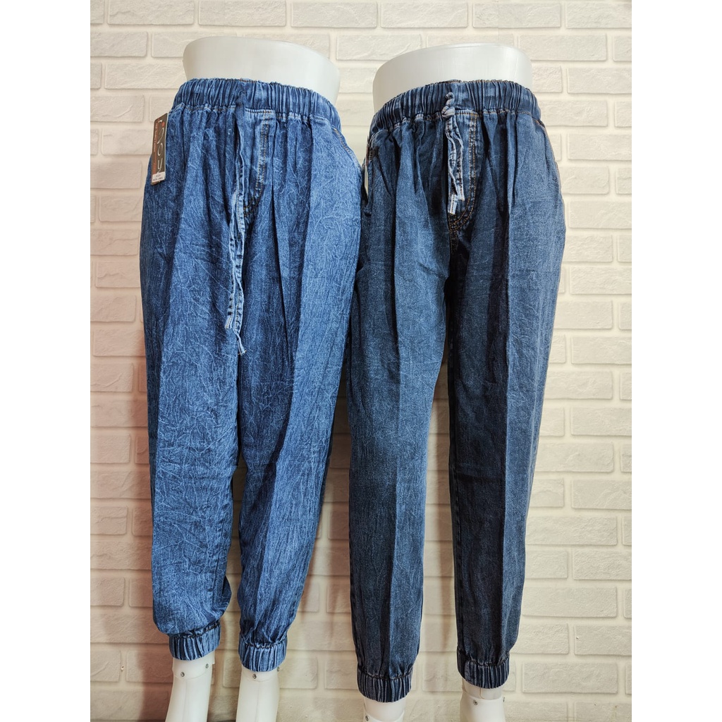 Celana Joger Jeans Panjang Wanita Bahan Soft Jeans , Ukuran Standar (BB 40-60 kg) dan Jumbo (BB 60-80 kg)