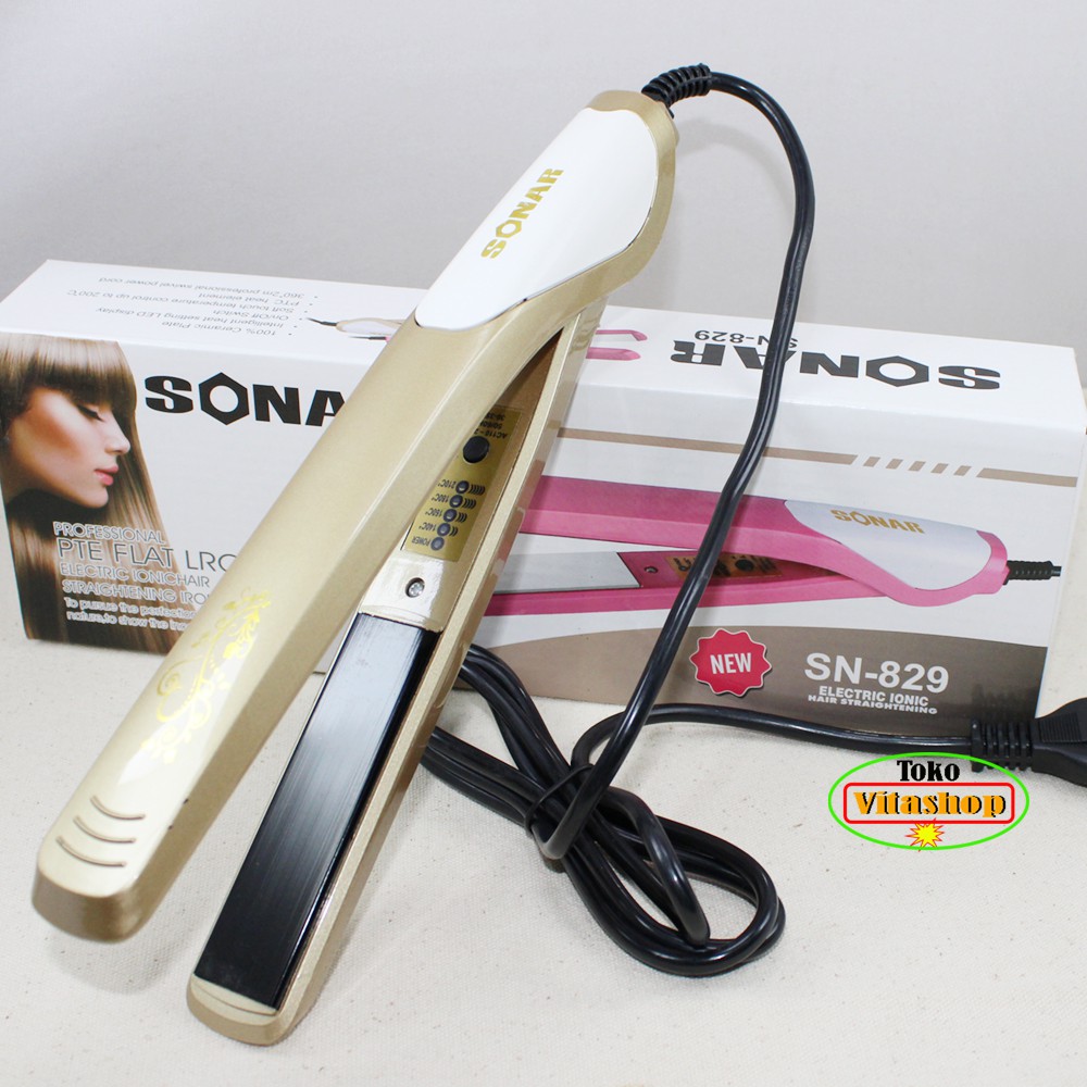 Catokan Rambut Suhu Sonar SN-829 GOLD Catok Alat Pelurus Rambut Salon