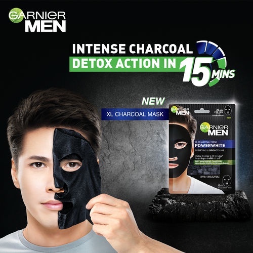 GARNIER MEN XL Charcoal Tissue Mask Power White