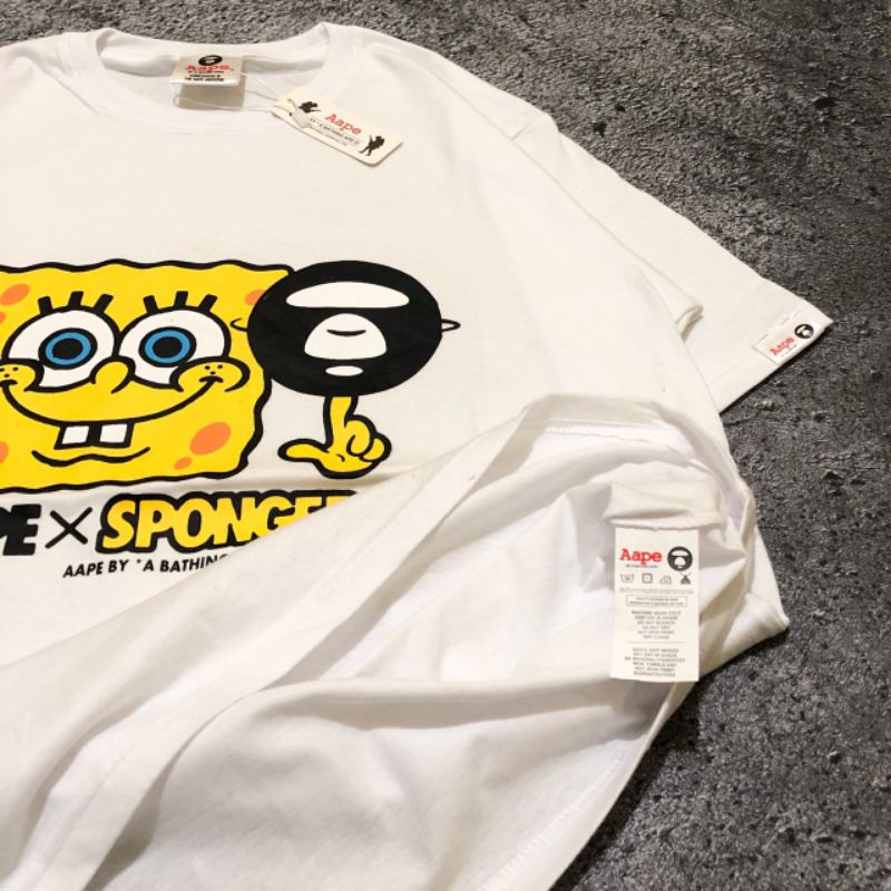 Kaos Tshirt Aape X Spongebob Parody Fulltag &amp; Lebel