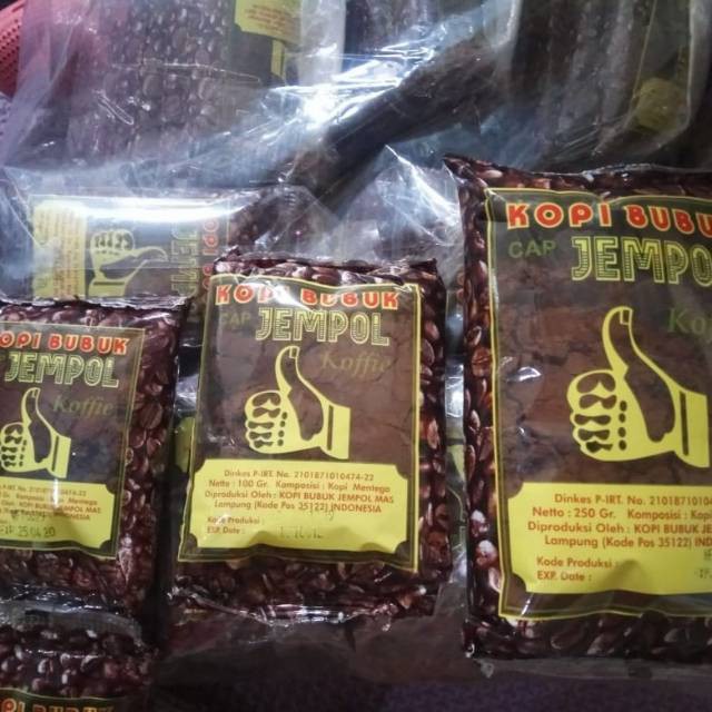 

Kopi bubuk Cap Jempol (JP) Unggul Asli Oleh Oleh Lampung 100gr