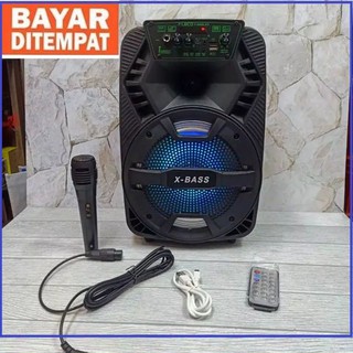 COD Speaker Bluetooth Karaoke Fleco F 8606 8.5 Inch Bonus Mic Kabel/Salon Aktif X Bass/Speaker Fleco/Salon Karaoke Murah/Salon Bloetooth/Salon Wireless/Speaker Karaoke