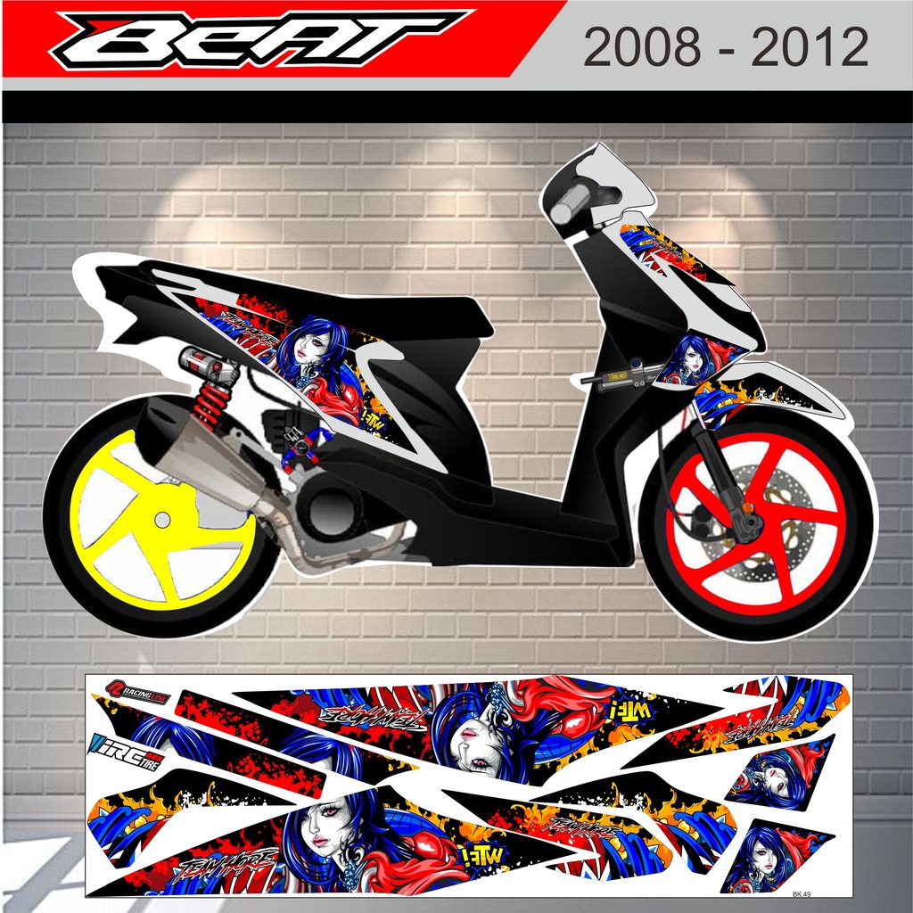 STRIPING STIKER HONDA BEAT KARBU VARIASI RACING BIKIN KEREN MOTOR ANDA #honda BEAT KARBU STIKER #hon
