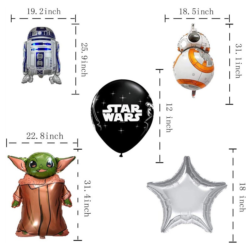 11pcs/lot Disney Star Wars Gambar Robot Film Aluminium Yoda BB8 Balon Mainan Alat Peraga Dekorasi Pesta Ulang Tahun Untuk Hadiah Anak