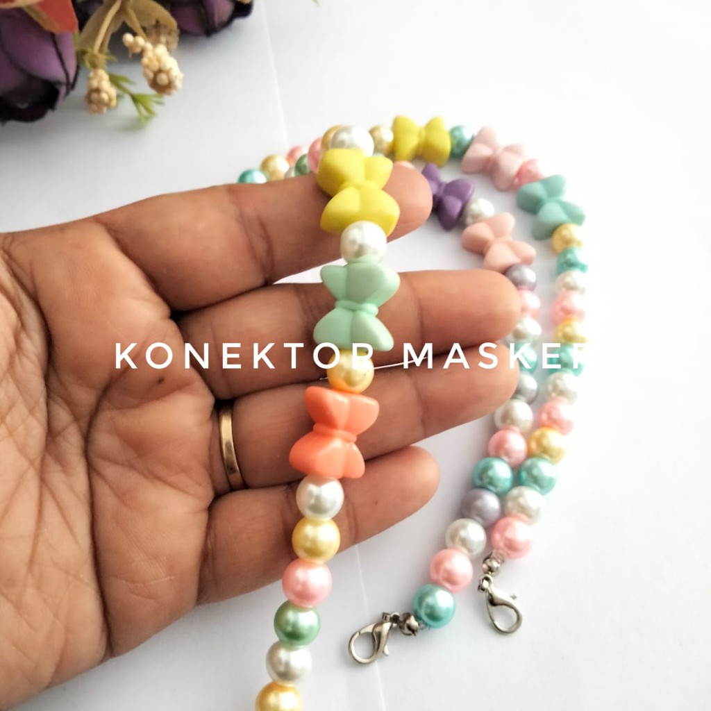 KONEKTOR MASKER MIX WARNA PITA/konektor masker mutiara/pengait masker/strap mask