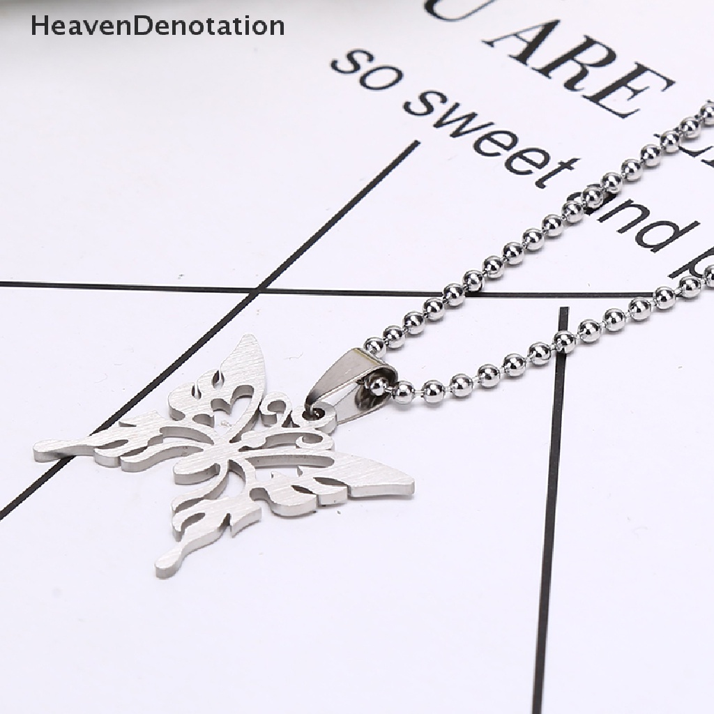 Kalung Rantai Liontin Butterfly Bahan Stainless Steel Untuk Pria Dan Wanita