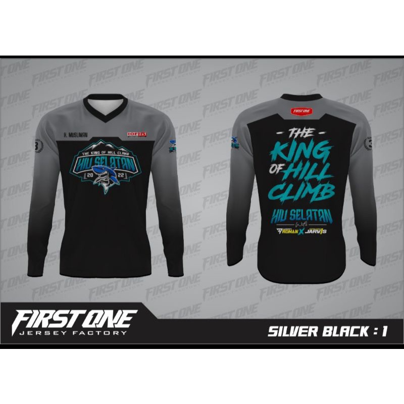 T-shirt Kaos Jersey Hiu Selatan Trail Adventure The King Of Hill Climb Silver Black 1