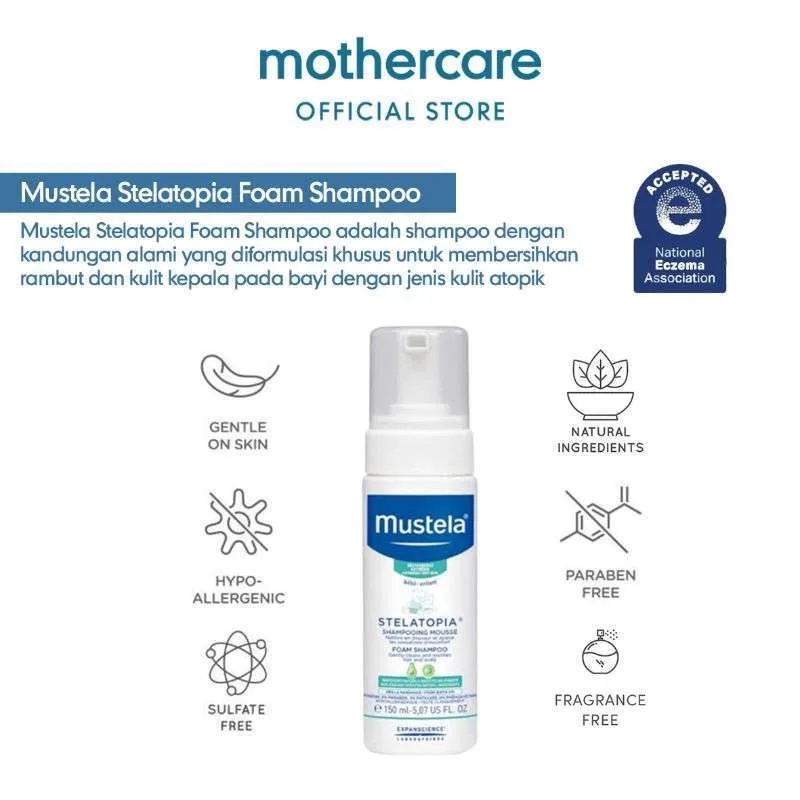 Mustela Stelatopia Foam Shampoo 150 ml / Shampoo Bayi Eczema