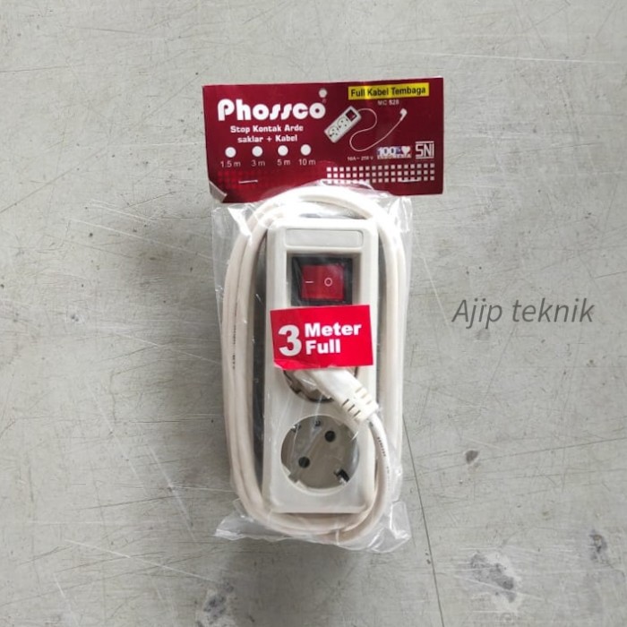 Colokan stop kontak + kabel 2 lubang 3 meter colokan saklar termurah
