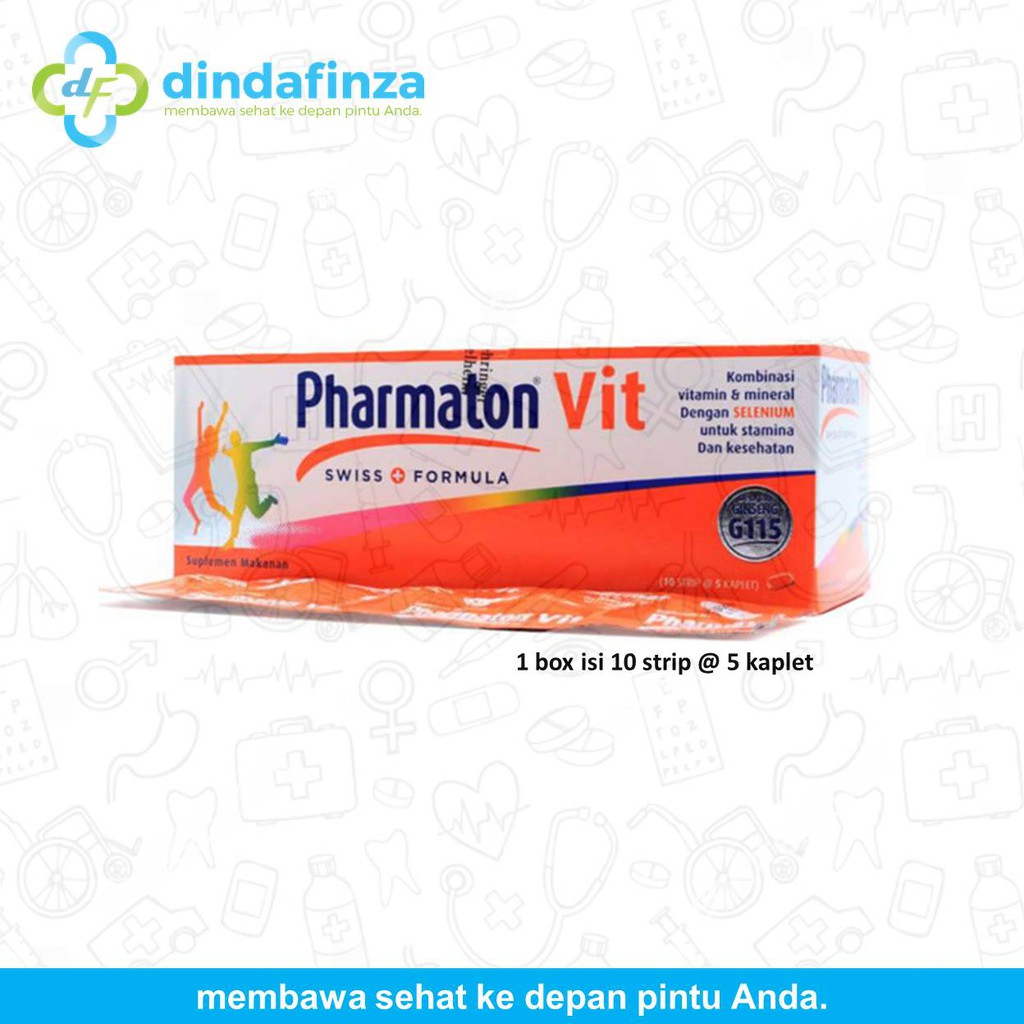 Pharmaton VIT - 1 Strip isi 5 Kaplet, Suplemen Vitamin, Mineral & Selenium untuk stamina & kesehatan