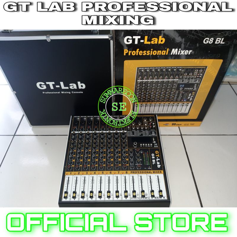 mixer audio 8 channel original gt lab 8l usb bluetooth recording