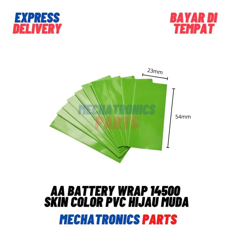 AA Battery Wrap 14500 Skin Color Warna Plastik Baterai Bungkus PVC Hijau Muda