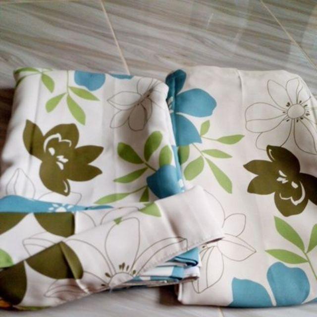 Gorden Jendela Pintu Blackout Bunga Sakura Blue Orange Gordyn Tirai Rumah Minimalis Murah