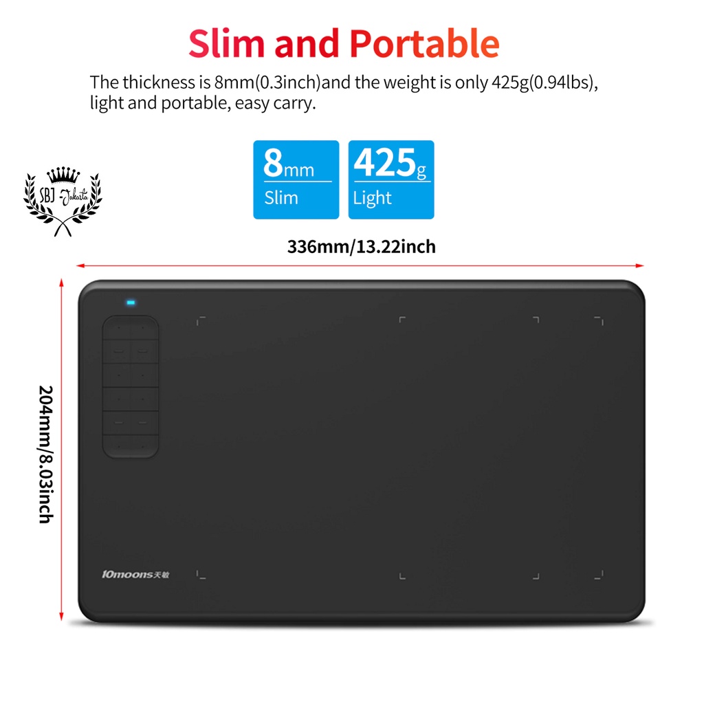 10moons G12 Graphic Drawing Tablet 9.45 x 6 Inch Ultralight Vs Huion