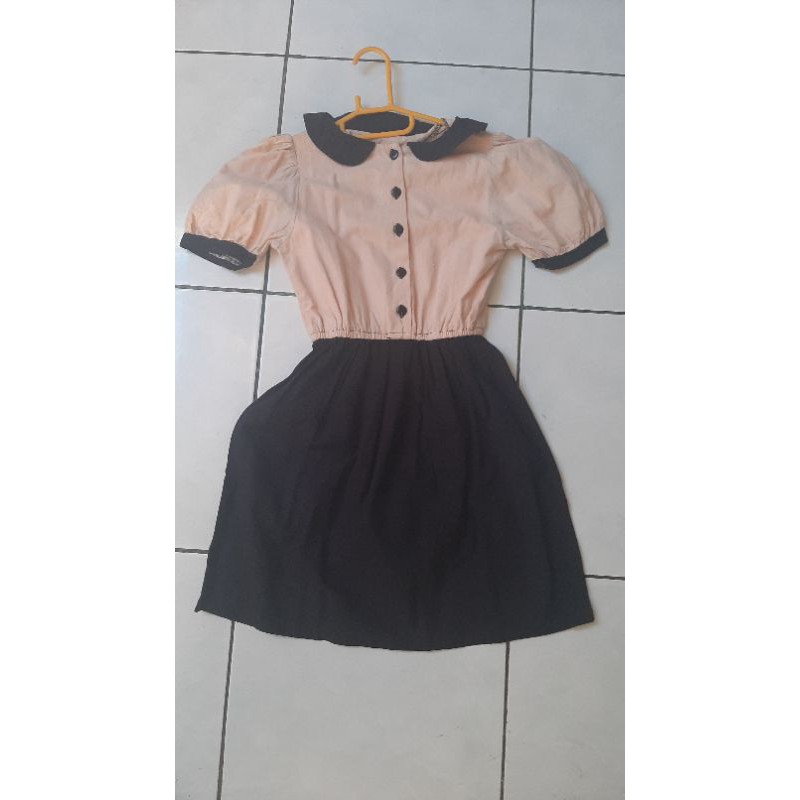 mini dress pendek cottagecore coquette milkmaid dainty poplin dress kerah lengan balon lucu cute kaw