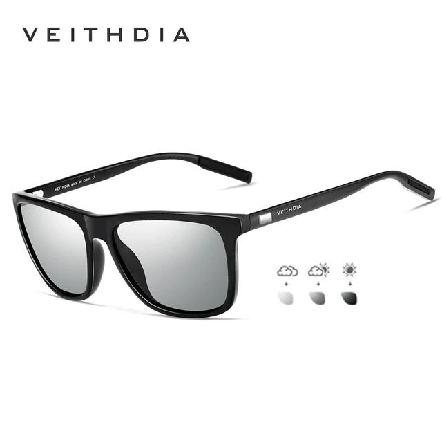 SDPi Veithdia Kacamata Retro Uv Polarized Photochromic Sunglasses - 6108 - Black/gray By Pro