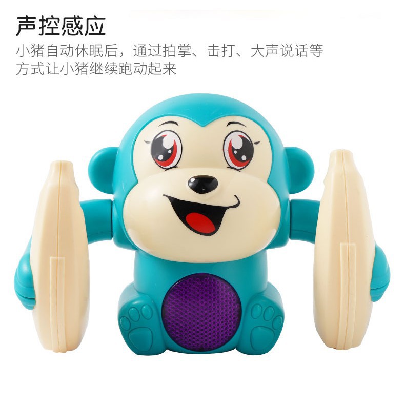 1pc Mainan Boneka Monyet Elektrik Bisa Jalan / Bernyanyi / Merangkak Dengan Kontrol Suara Untuk Bayi / Anak