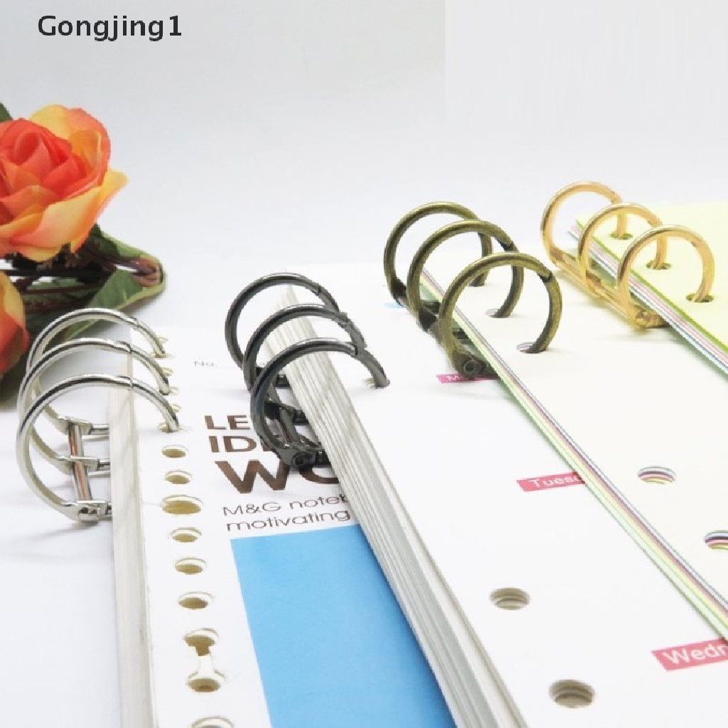 Gongjing1 2Pcs Klip Binder Loose Leaf 3 Ring Bahan Metal Untuk Buku Catatanalbumscrapbook