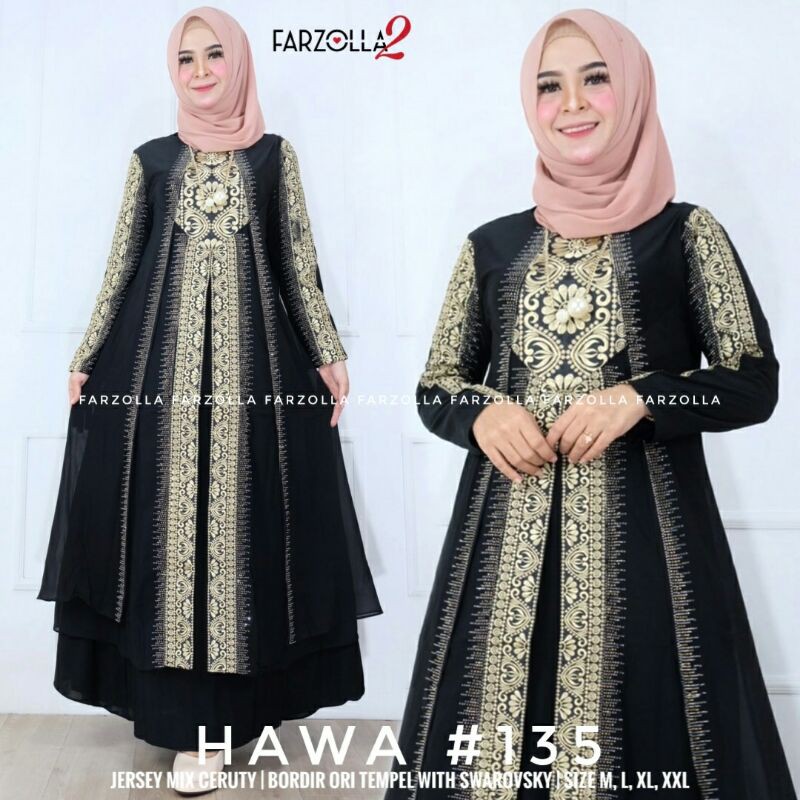 Maxi Gamis // Gamis Hawa#135 By Farzolla2 // Gamis Bahan Jersey Mix Ceruty