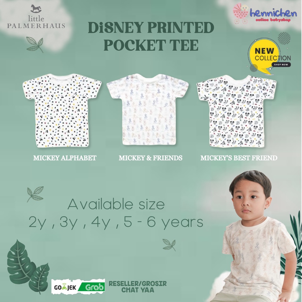 PROMO 7.7 PROMO BAJU LEBARAN LITTLE PALMERHAUS MICKEY PRINTED POCKET TEE DISNEY EDITION KAOS ATASAN BAJU ANAK 0 - 3 TAHUN