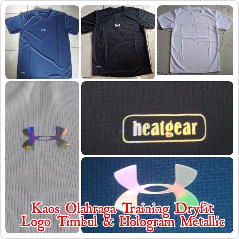 Kaos Olahraga Training Pria Bahan Dryfit Sablon Polyflex & Hologram metallic