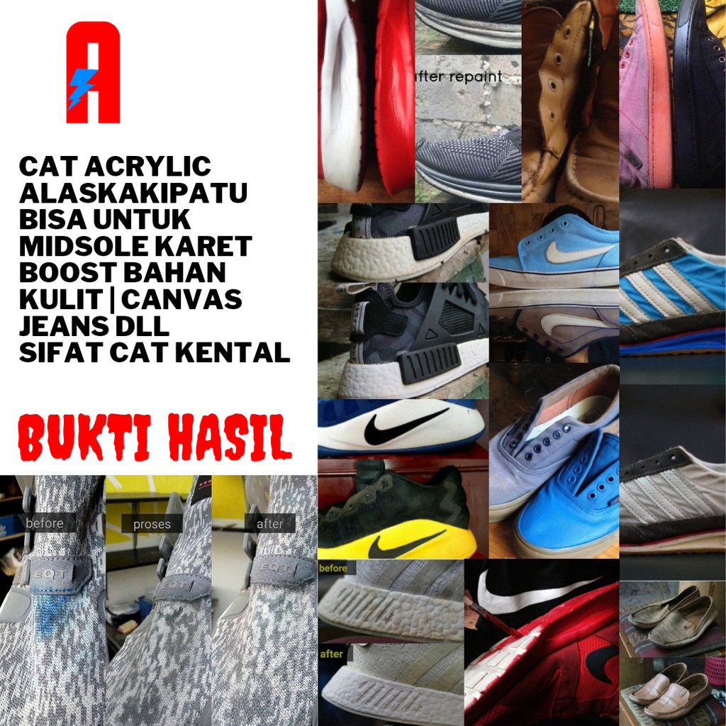 Paket Cat acrylic 6pcs warna dasar gratis kuas dan finisher