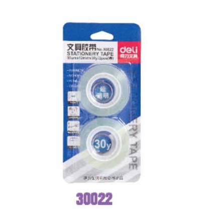 

Deli Stationery Tape 30022/ (Dapat 2 Rol)/Stationery Tape(Transparent)(2/Blister