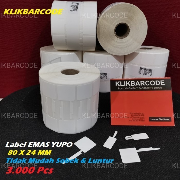 

PROMO BARCODE LABEL EMAS/JEWELERY BAHAN YUPO Uk 80 x 24 mm (Isi : 3.000 Pcs)