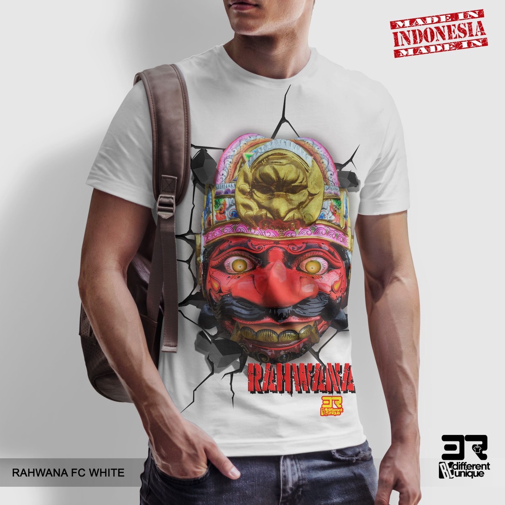 [ COD ] KAOS PRINTING GAMBAR WAYANG RAHWANA WHITE - BAJU DISTRO ORIGINAL MOTIF ADAT BUDAYA SUKU INDO