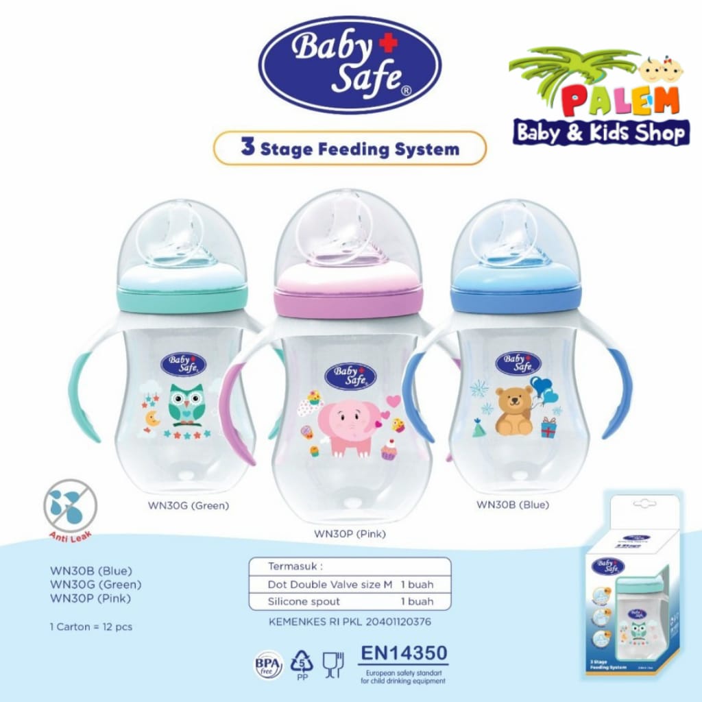 Baby Safe 3 Stage Feeding Bottle System / Botol Susu Bayi Babysafe Handle Spout Training Cup