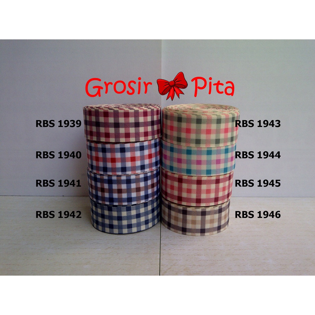 

(25 yard) Pita Grosgrain Motif Kotak RBS 1939,1940,1941,1942,1943,1944,1945,1946 | Toko Bahan Craft | Grosir Pita
