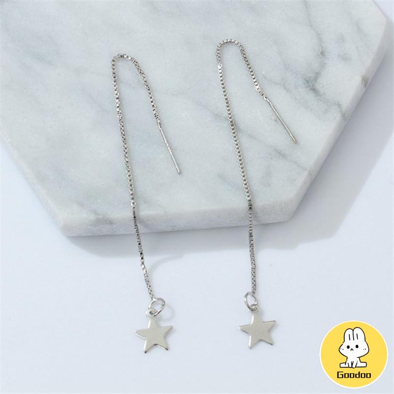 2Pcs Anting Korea Wanita Panjang Model Tusuk Tindik Rantai Rumbai Earring Perhiasan Fashion -Doo