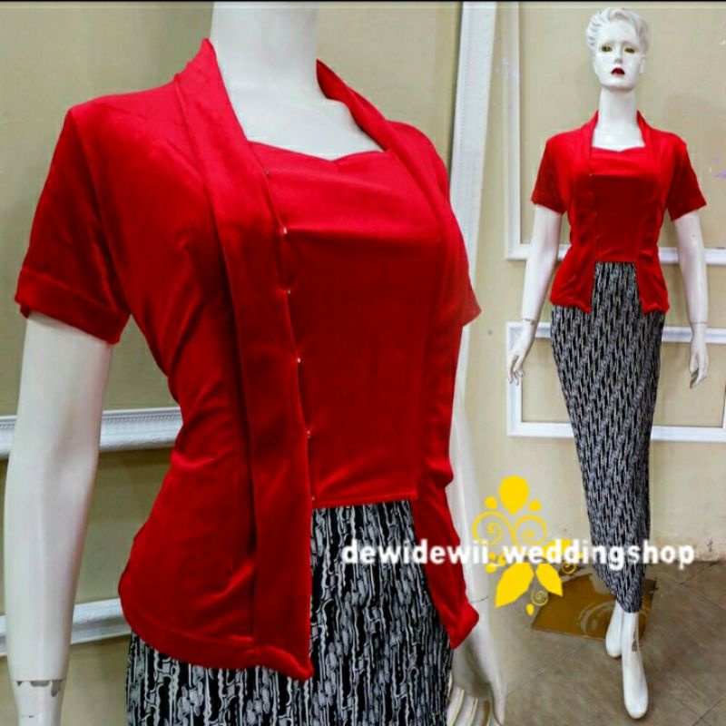 Set Kebaya + Rok (Kebaya Bludru Kutubaru lengan Pendek)