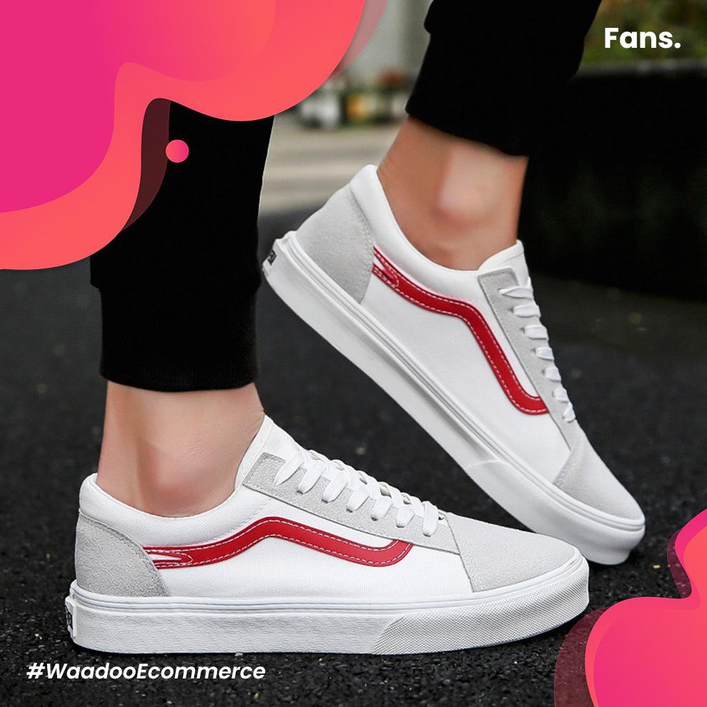 Jual FREE KAOS KAKI Pria "Fans" Sepatu Running Olahraga - Putih Merah