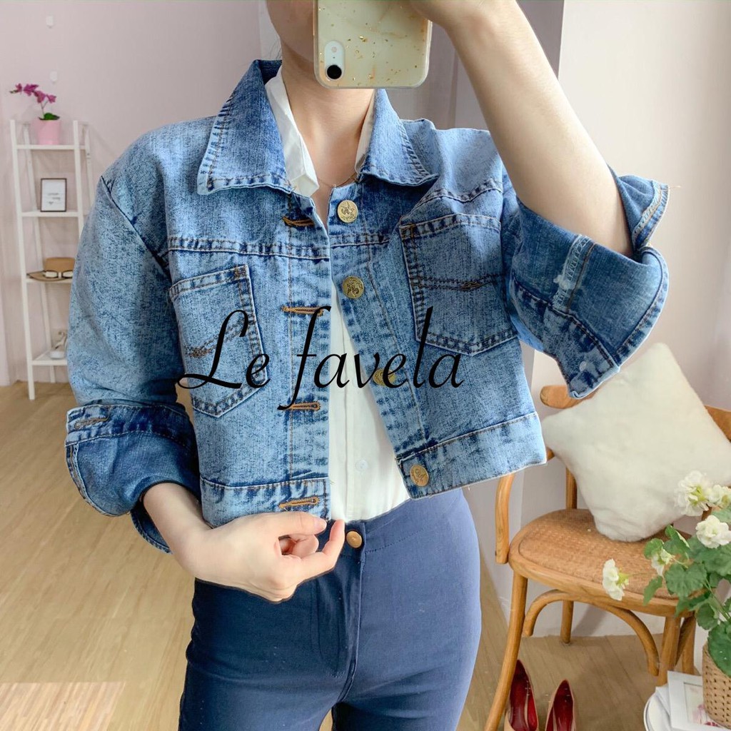 Croppsy Denim Jacket / jacket crop wanita jeans oversize