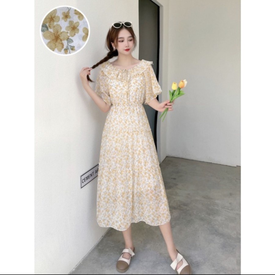 CASUAL MIDI DRESS KOREAN STYLE CHIFFON PREMIUM ALL SIZE NEW ARRIVAL