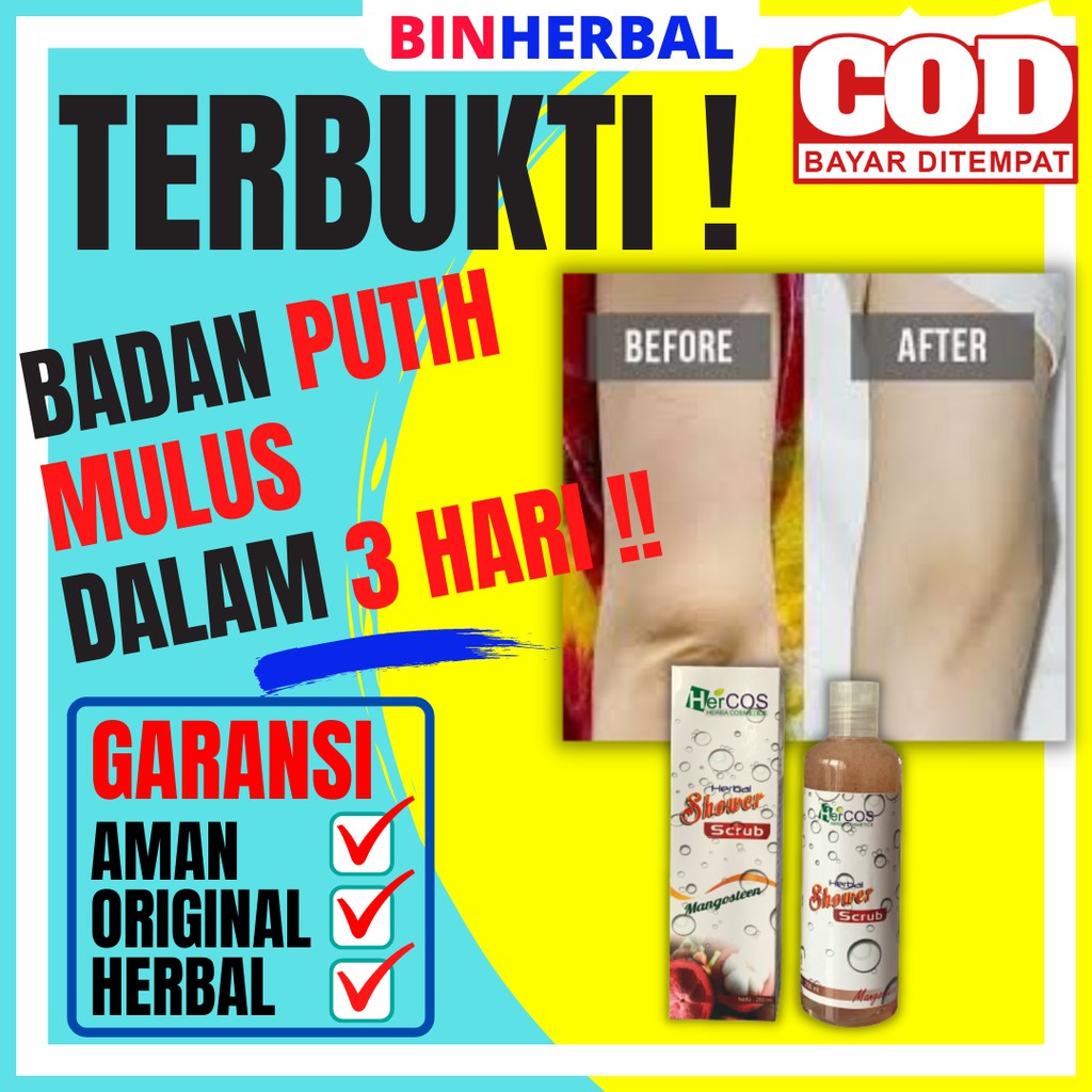 Lulur Pemutih Badan Permanen BPOM Ampuh Halal Ori Hercos Shower Scrub HSS-1