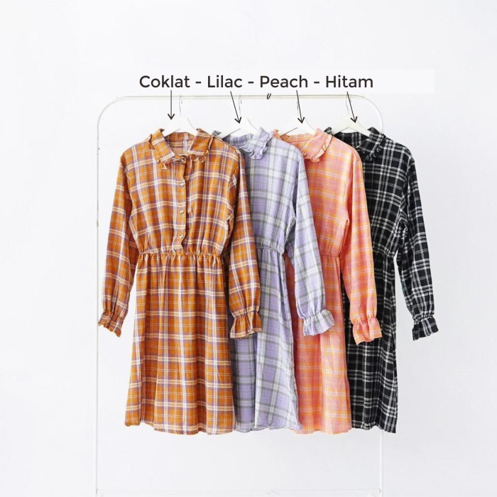 MKY CLOTHING DRESS MIDI KOTAK-KOTAK(P5J7) MIDI DRESS KOREA TERBARU casual dress santai ORIGINAL KEKI