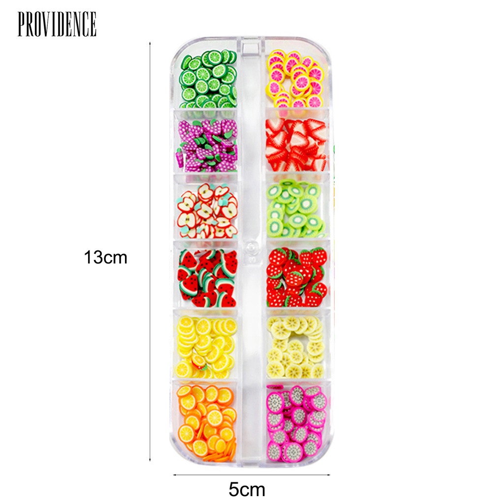 Providence 1 Kotak Charms Dekorasi Nail Art / Manicure DIY Bentuk Buah 3D Multi Warna Bahan PVC Anti Air