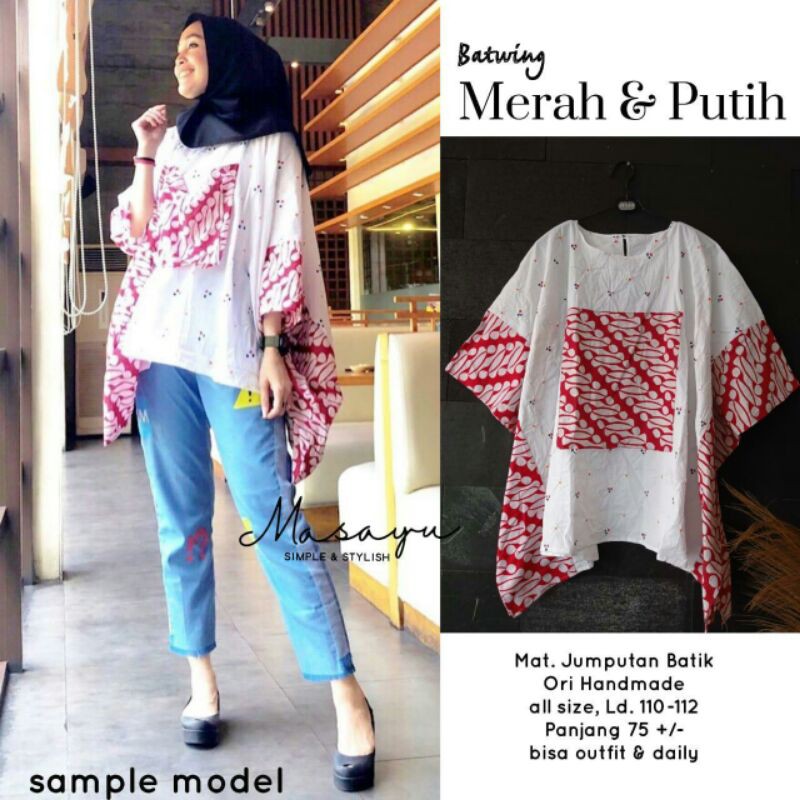 batwing merah putih jumputan ori