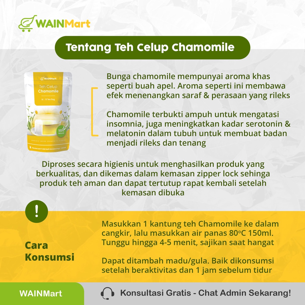 ANTI IMSOMNIA !!! Teh Celup Chamomile Herbal Relaksasi kaya akan Antioksidan