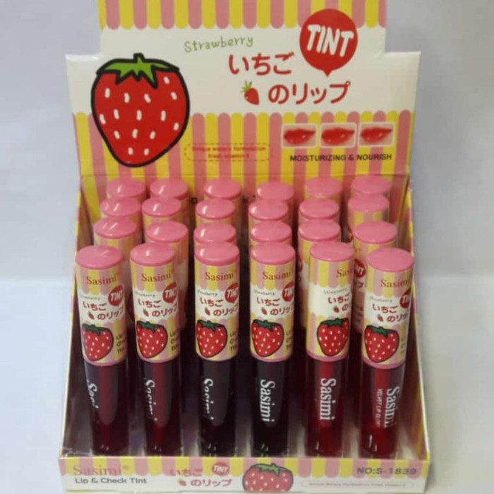 Sasimi lip &amp; check tint stawberry tin/ liptint/lipgloss moisturizing &amp; nourish