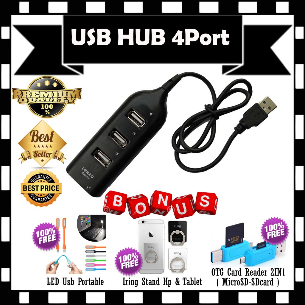 Salee!! PROMO USB HUB 4 PORT / USB HUB 4 COLOKAN + Gratis 3 HADIAH LANGSUNG